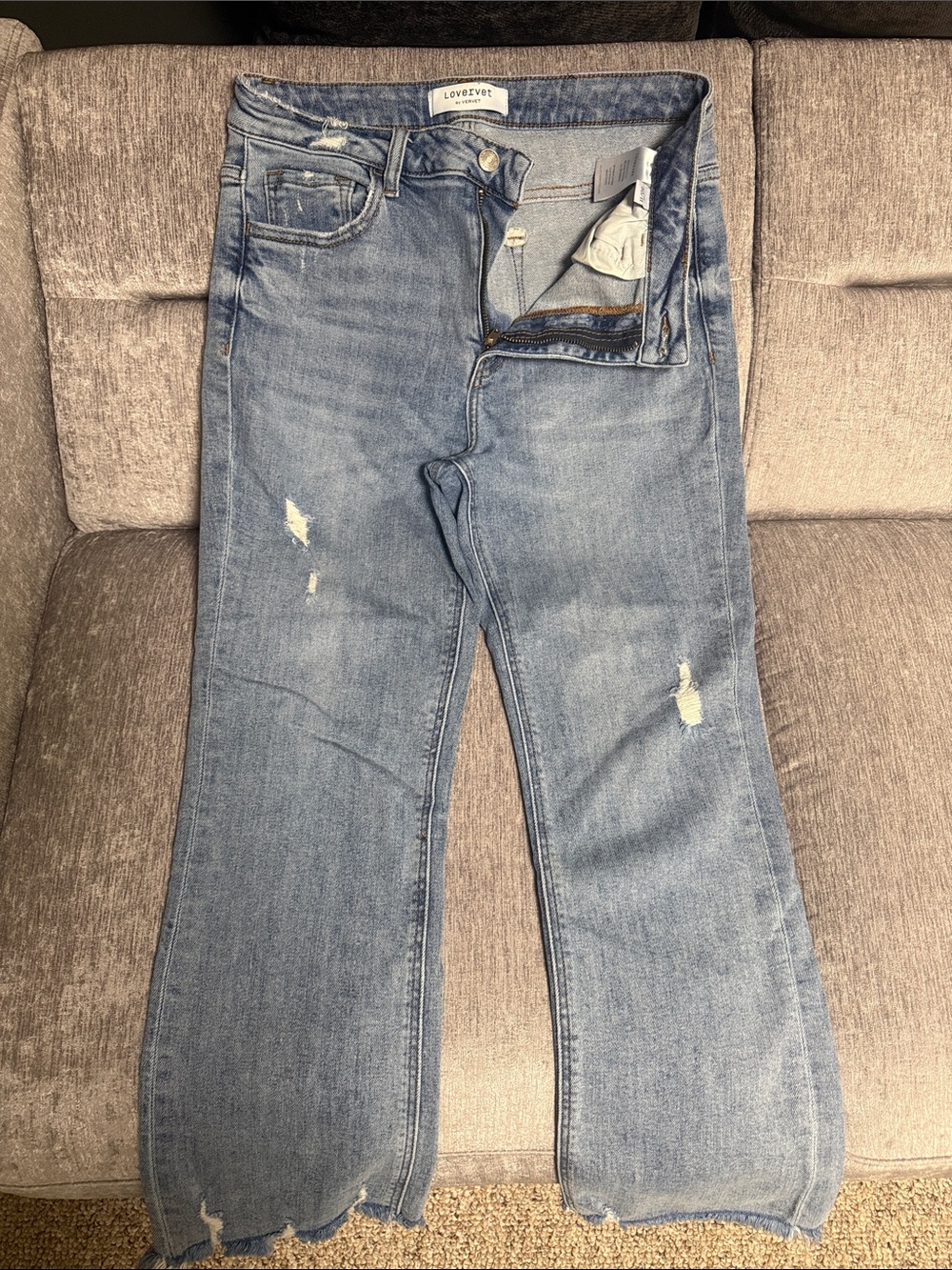 Lovervet by Vervet Light Wash Distressed Flare Jeans
